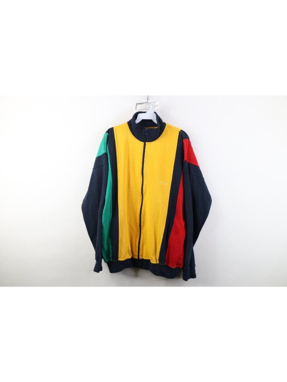 Vintage 90s Streetwear Mens Medium Faded Striped Color Block Tennis Track Jacket
